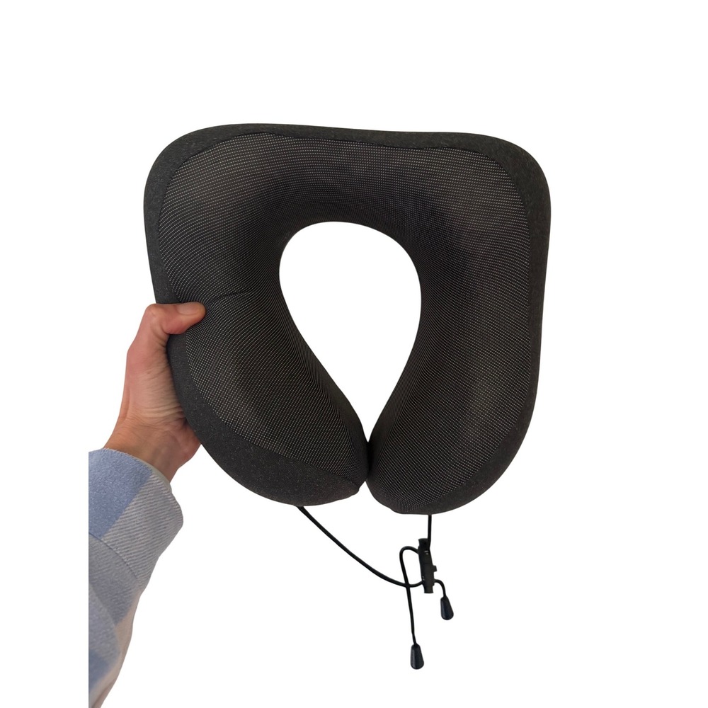 MLVOC Memory Foam Travel Neck Pillow Adjustable Breathable Black Support Cushion